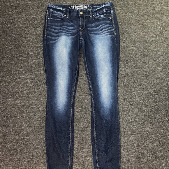 Express Denim - Sz.10*Express Jeans*Distressed Stella Ultra Skinny Blue Jeans--Low-Rise